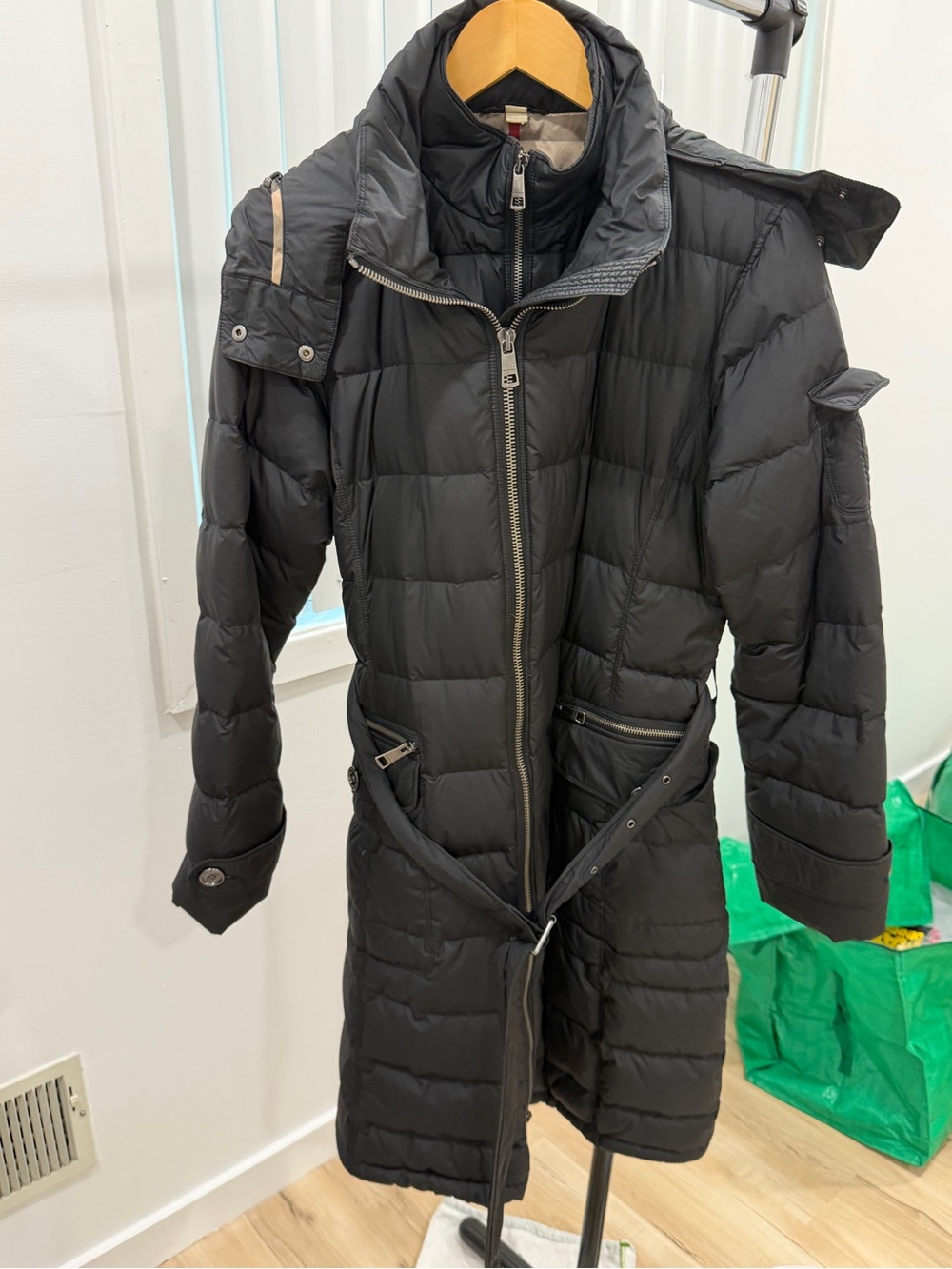 Burberry Black Long Puffer Coat with Belt - Women